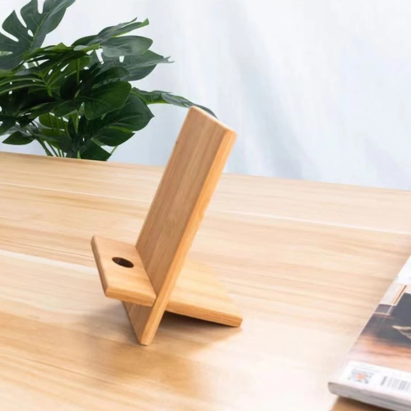 Bamboo Wooden Mobile Phone Holder Portable Smartphone Support Tablet Stand Desk Cell Phone Charging Dock