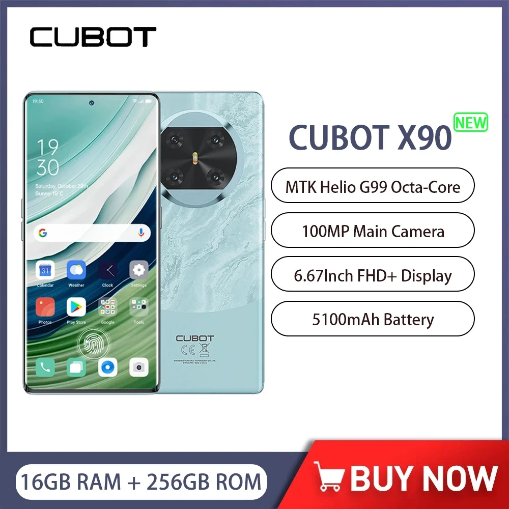 CUBOT X90 4G Smartphone Heilo G99 Octa-Core 6.67 Inch AMOLED Display 16GB RAM+256GB ROM 100MP + Ultra-Wide Camera 5100mAh NFC