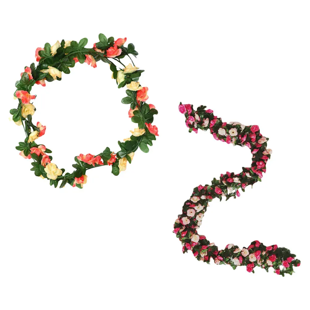 

2Pcs Artificial Household naments Simulation Rose Decorative Vine Faux Flowers s Wedding Artificial Flower Adornments Party