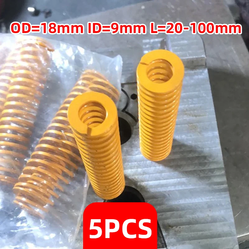 Creamily 5PCS Mould Springs Loading Die Spiral Stamping Compression Spring Outer Diameter=18mm Inner Diameter=9mm Lenth=20-100mm