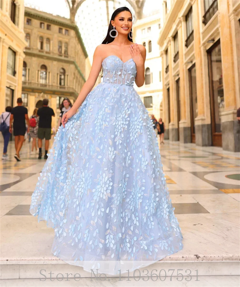 Elegant Sweetheart Collar Off the Shoulder Applique Lace Tulle Prom Dress for Women Backless Court A-line Prom Gown فستان الزفاف