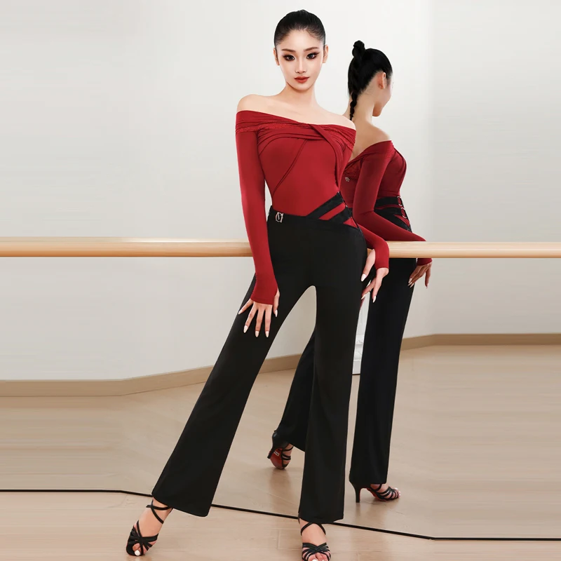 

Adults Ballroom Dance Training Suits Women Samba Latin Dance Clothing Female Latin Dance Bodysuit Modern Dancing Pants SL14488