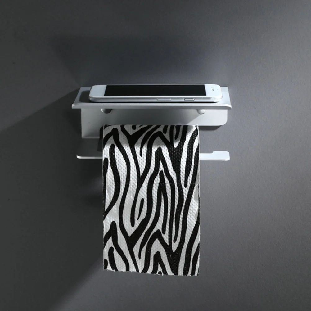 

Space Aluminum Tissue Holder Mobile Phone Storage Shelf Wall Mounted Paper Roll Holder Bathroom Organizer Towel Rack