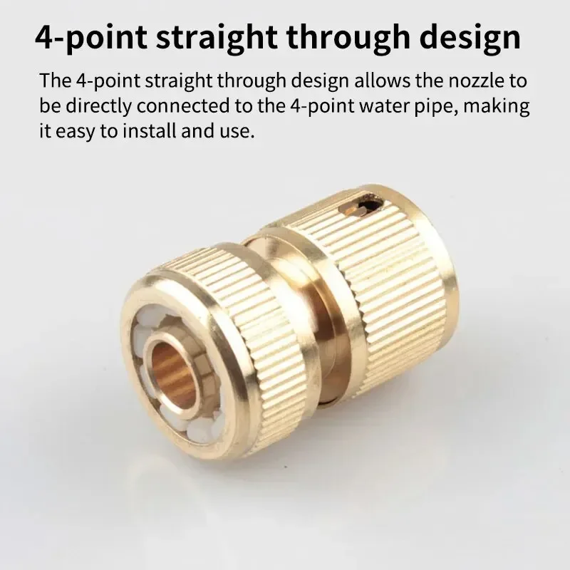 4-point Water Pipe Quick Connector Copper High Pressure Coupling for Water Gun Adapter Joints Garden Irrigation Accessories