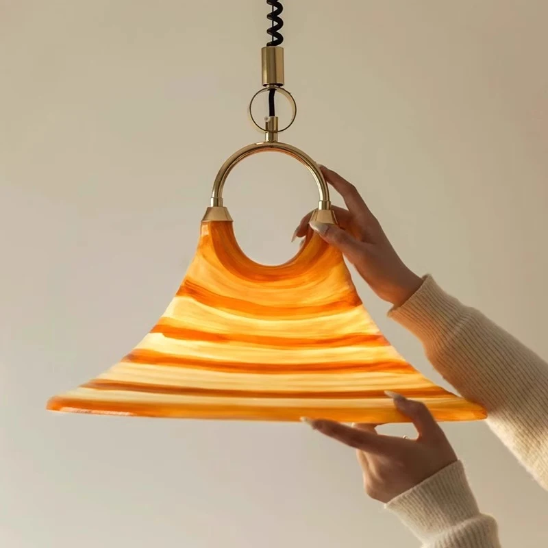 Nordic Minimalist Liftable Trumpet Chandelier Restaurant Bar Dining Room Led Pendant Lamp Bedroom Bedside Hanging Light Fixture