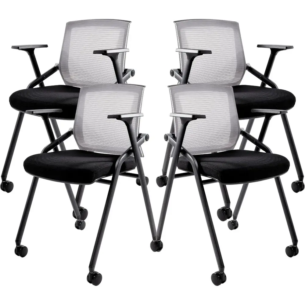 

Ergonomic Office Desk Chair with Lumbar Support, Adjustable Armrests, and Casters, 4-Pack Stackable Office Chairs