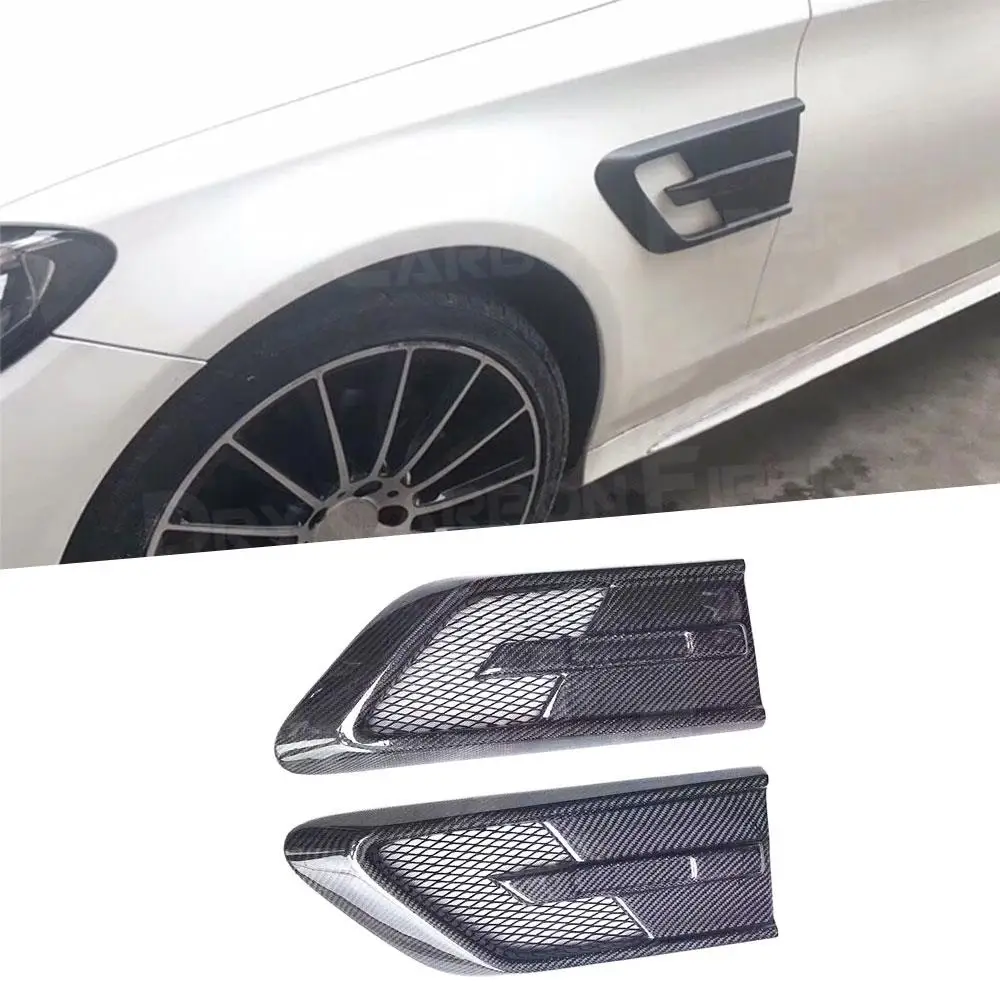 

For C Class W205 Carbon Fiber Front Bumper Sider Fender Fins Trim Decoration For Mercedes Benz C200 C300 Not for AMG Style 15-18