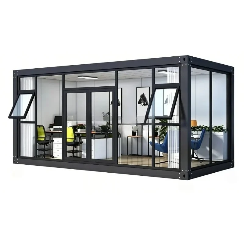 Customizable  Wholesale  20ft Luxury Glass Container Module House Prefabricated Modular Home Office Windproof Heatproof Firm Pro
