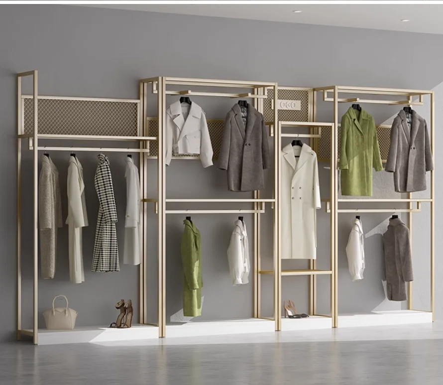 

Clothes store display rack Clothes and hats rack men and women's clothing store clothing store pajamas rack