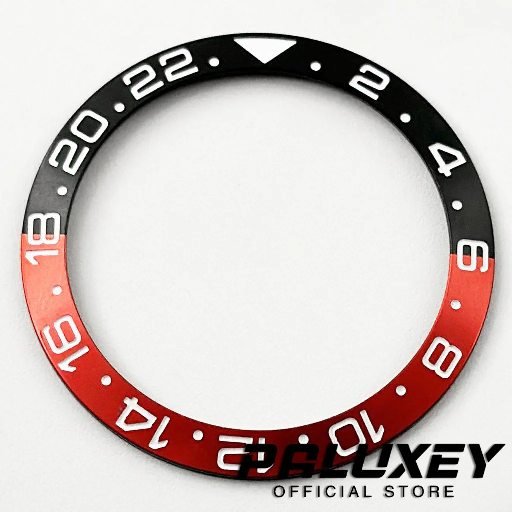 Schräge Form, 38 mm x 30,6 mm, hochwertige Taucher-Lünetteneinlage aus Keramik/Aluminium, 1 Stück, für NH35 NH34 NH36 GMT Automatikuhren-Lünette