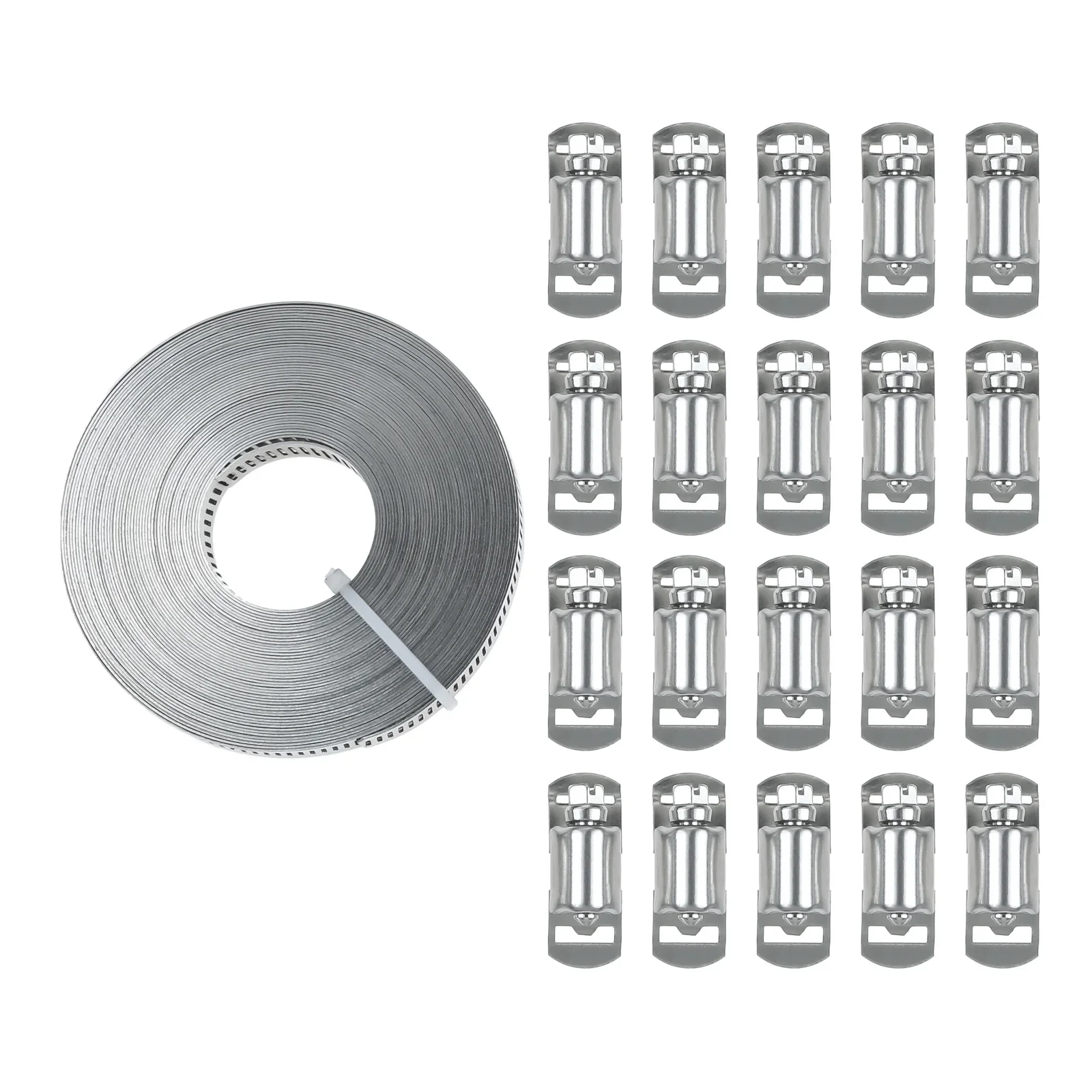 1Set 33FL Worm Gear Hose Clamp  with Fasteners 304 Stainless Steel Adjustable Pipe Clampsfor Ductwork Pole Securing Strapping