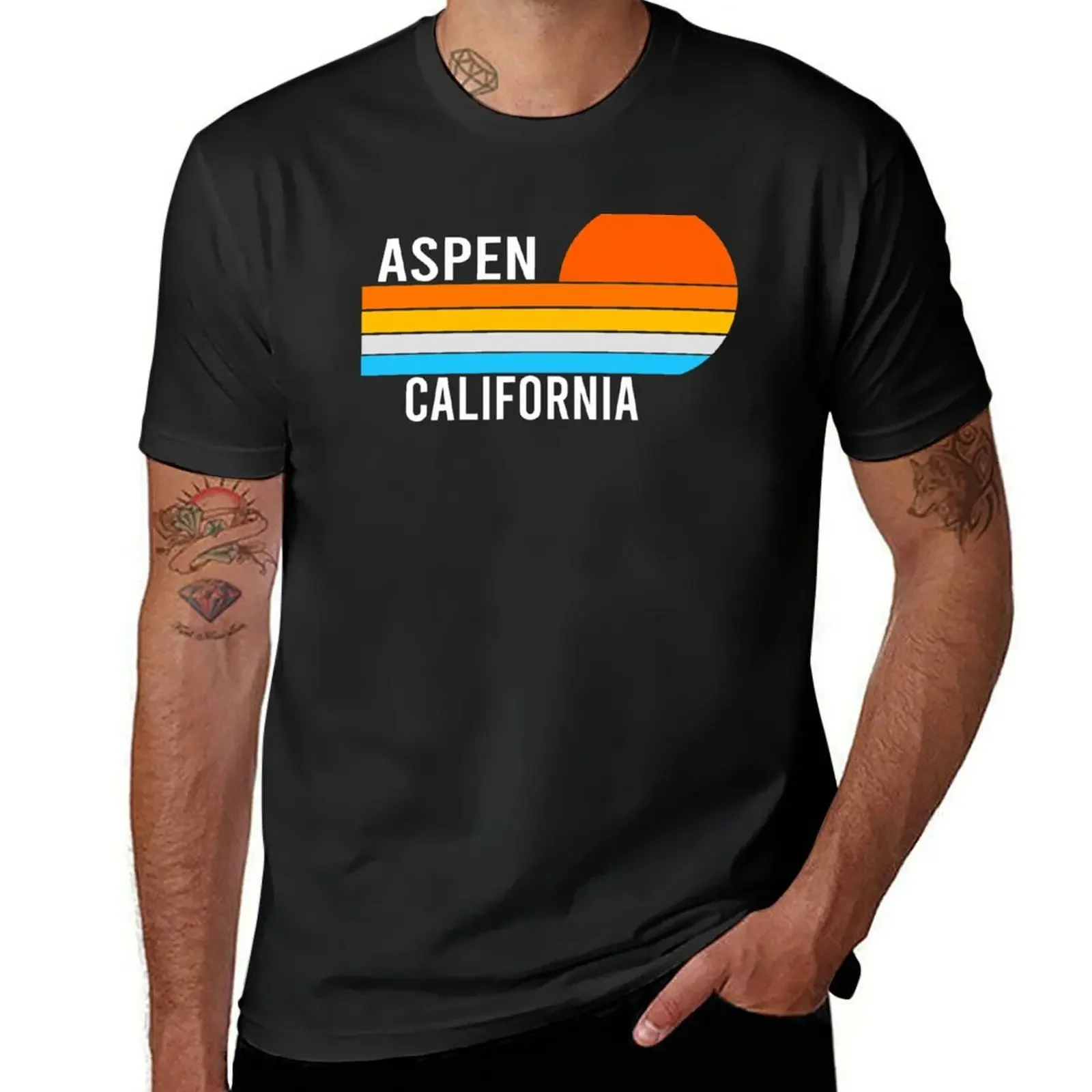 Aspen California Vintage Sunset T-Shirt street wear essential t shirt vintage clothes customizeds t shirts men