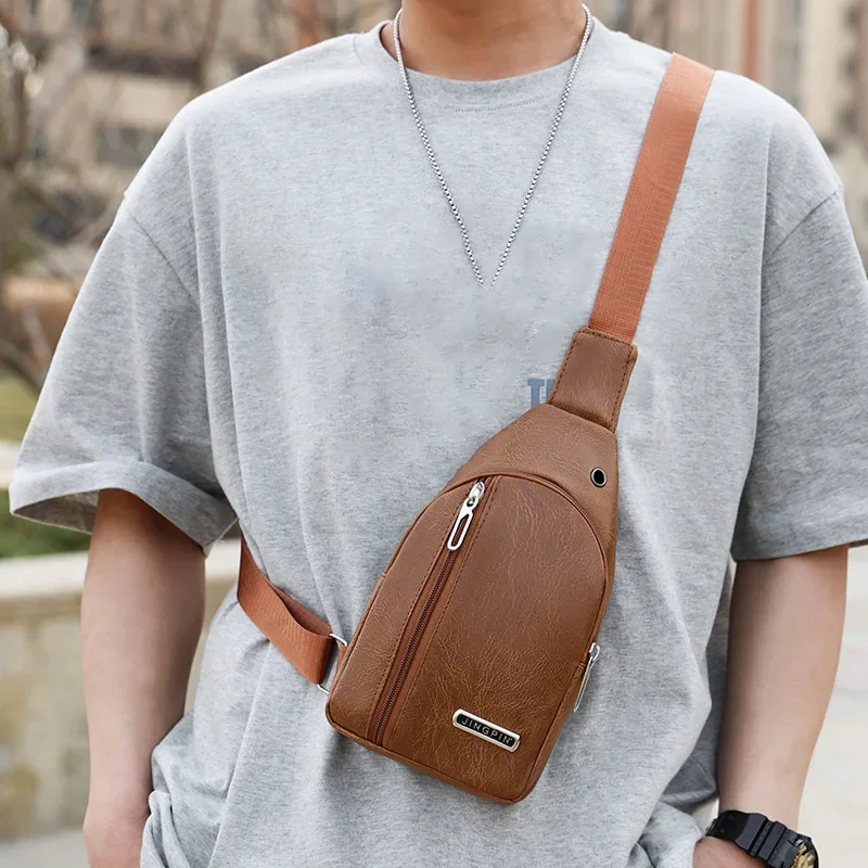 Vintage Men Shoulder Bag Fashion Business Package Leather Crossbody Sling Messenger Bags Big Capacity Male Chest Pack