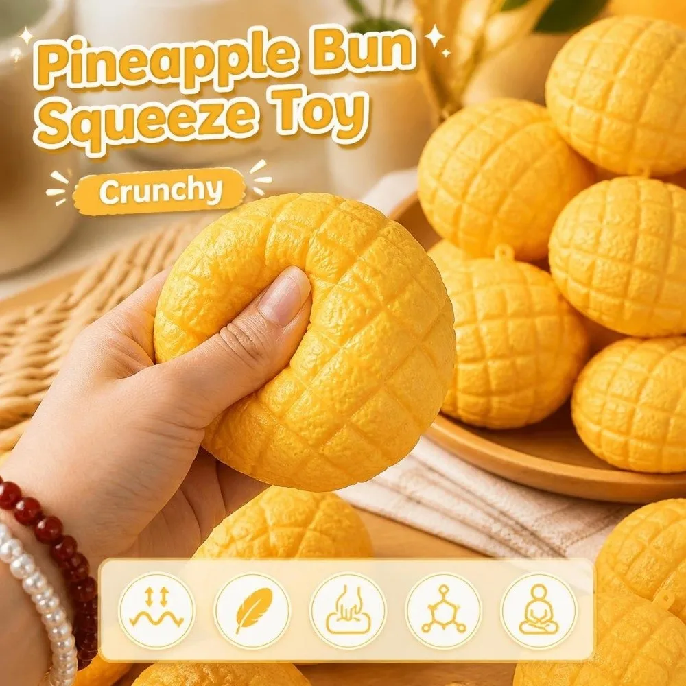Creative Crunchy Pineapple Bun Squeeze Soft Moldable Croissant Pinch Hand Relax Kneading TPR Fidget Home Decoration