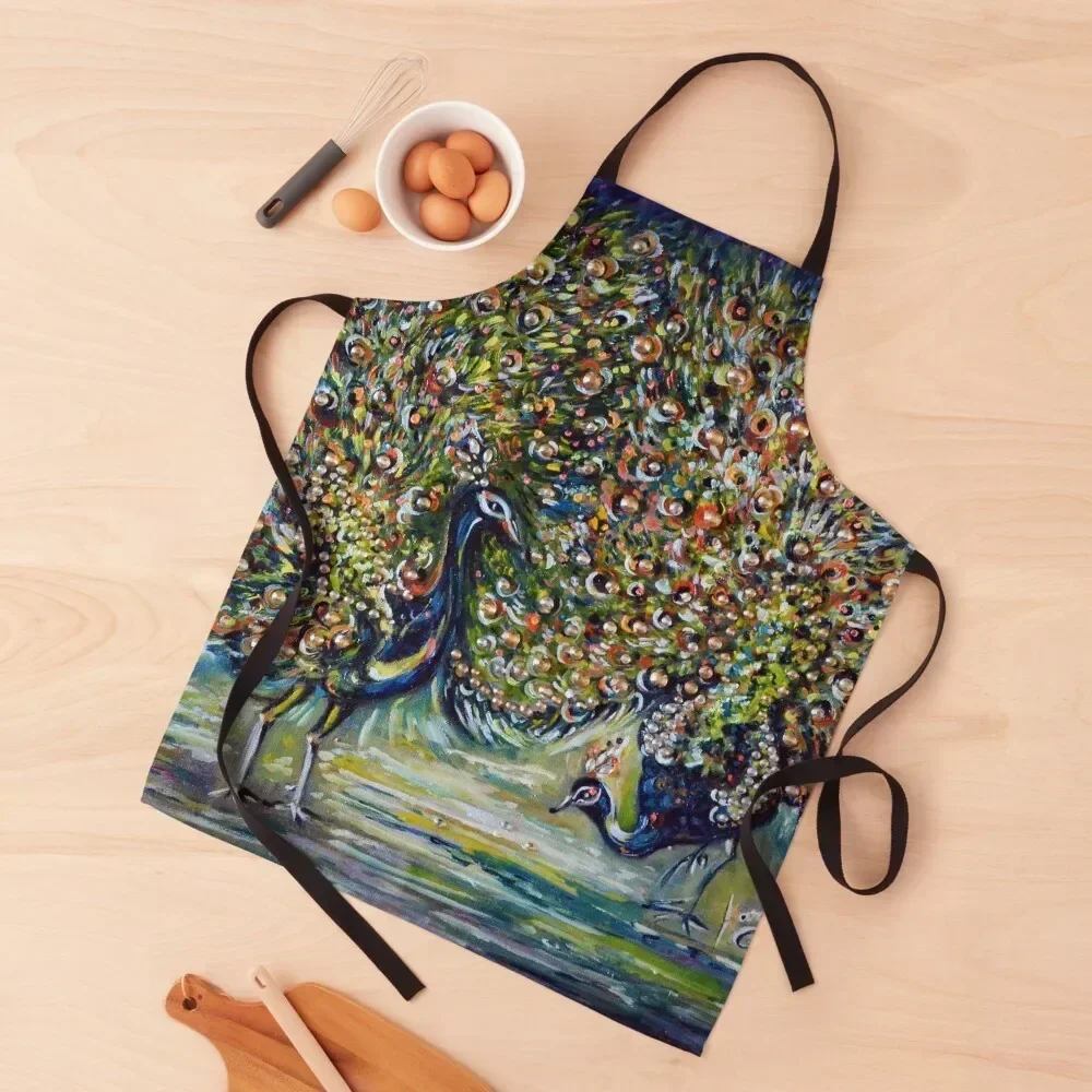 

Peacocks - impressionist Apron japanese style christmas kitchen Men gift chefs Apron