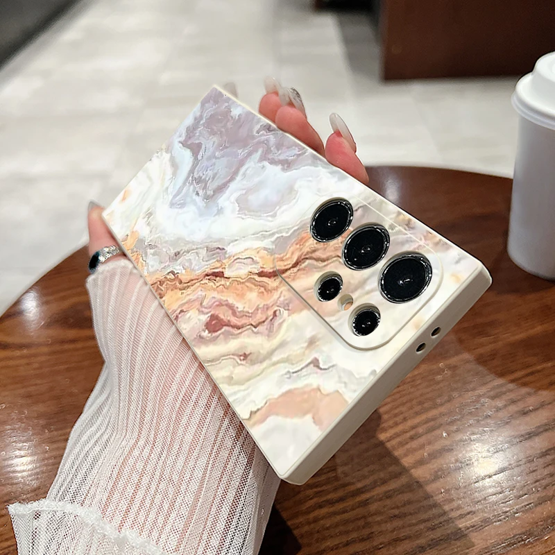 Etui Sandstone Marble Case dla Samsung Galaxy S24 S23 Ultra S22 S21 S20 FE A14 A34 A15 A25 A35 A52 A53 A54 A55 5G Soft Cover Coque