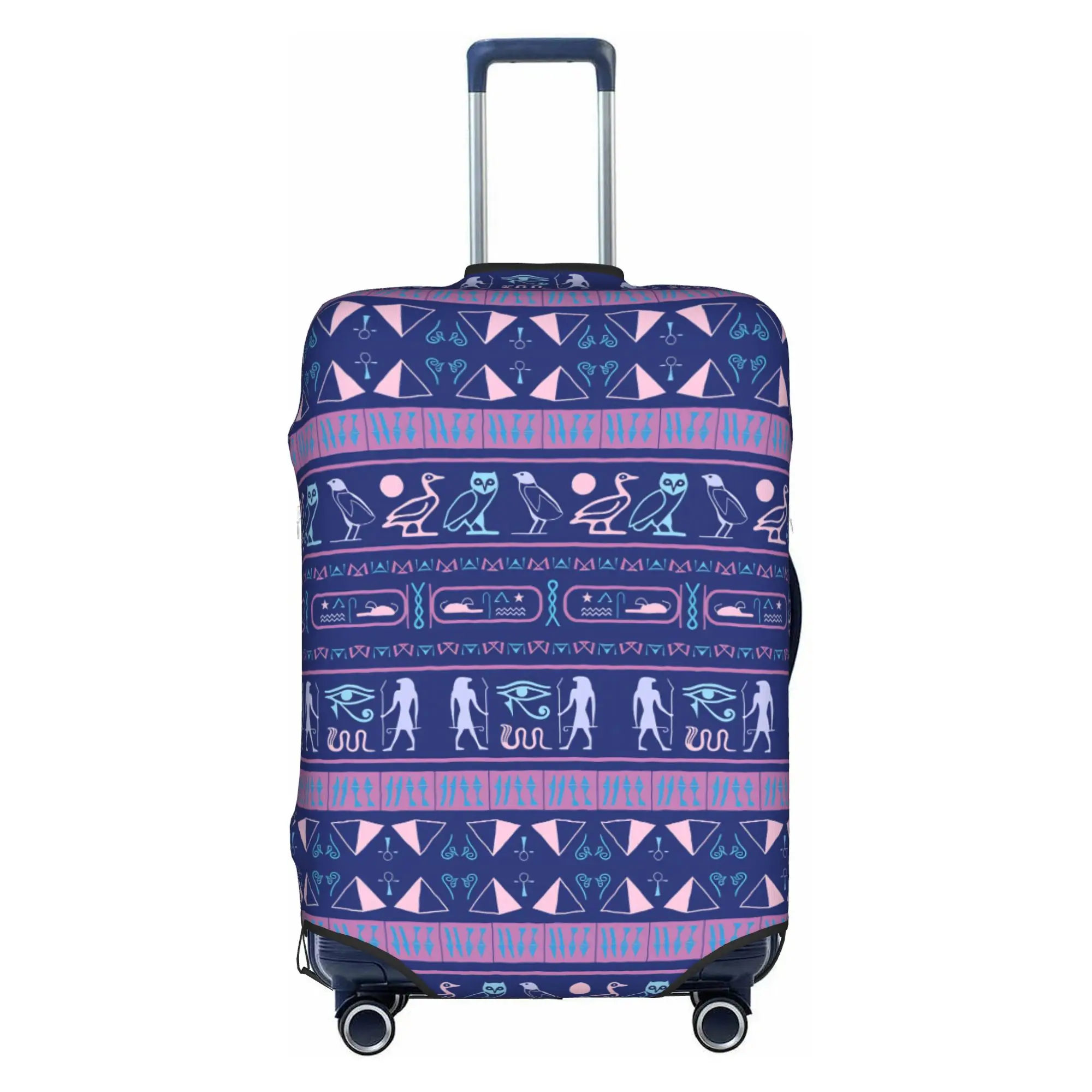 Hieroglyphs Egyptian Pyramids Luggage Cover Protector Cute Ankh Eye of Horus Travel Suitcase Protective Cover for 18-32 Inch