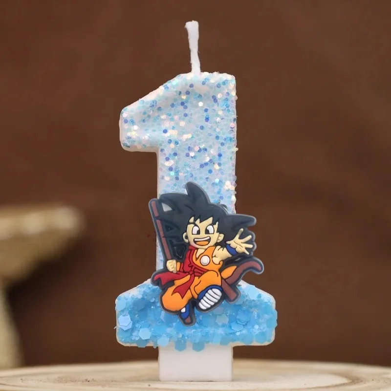 Anime Dragon Ball Style Number Candles 0‑9, Cute Cartoon Cake Ornaments for Kids Birthday Party Decor Accessories