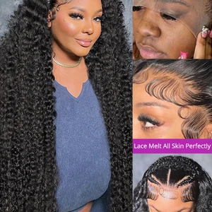 High density 300% 40 46 inch deep wave 13x6 HD HD front Human hair wig loose water curly 360 front wig 12 Main Sales Lace Front Cacheada - №11