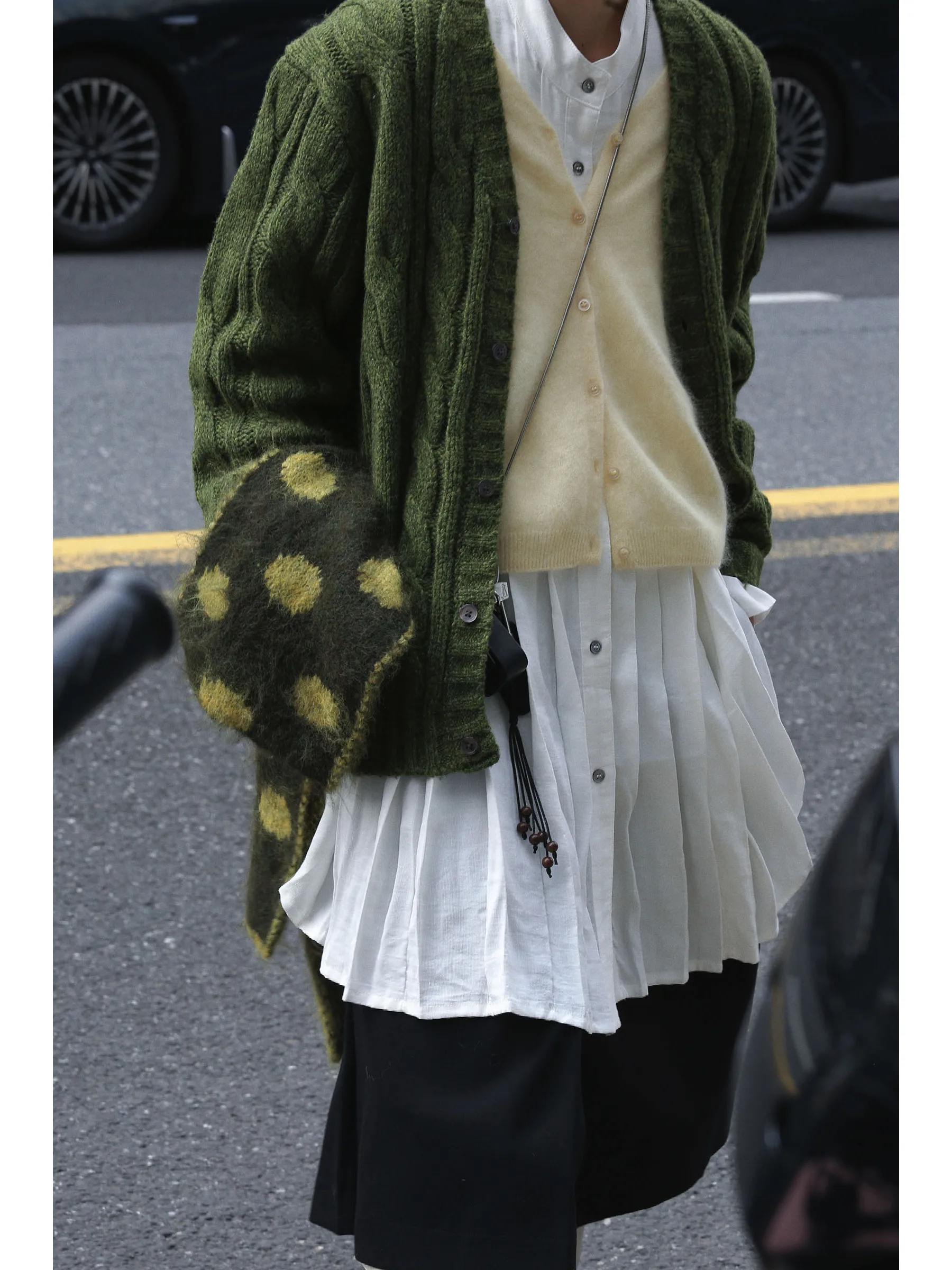 

Holm Vintage Mixed Color Knitwear Sweater Coat with Single Button Wide oulder Striped Texture Street Sle Women's Outer...