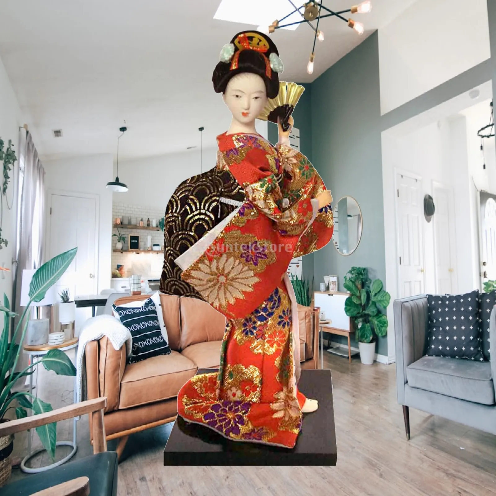 Japanische Kimono-Puppe, Asiatische Statue, Tischdekoration, Schreibtischfigur, Sammlerstück, Kabuki-Puppe für Landhaus-Schlafzimmer