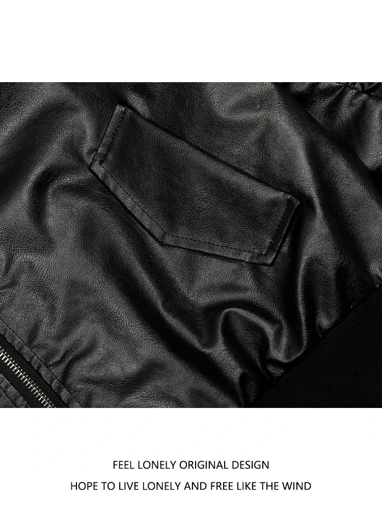 Feel Lonely American Design staccabile in pelle con cappuccio Jaet da donna allentato da motociclista Jaet ort Capispalla Autunno Faion