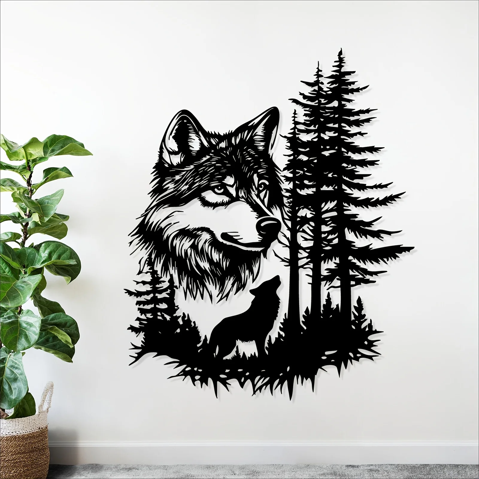 CIFBUY Metal Wolf Wall Art Forest Wildlife Sculpture Rustproof Iron Craft Decor for Home Garden Fence Outdoor Landscape Decor
