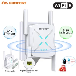 Extensor inalámbrico Gigabit de doble banda AX1800, 2,4 y 5Ghz, Wifi 6, repetidor, 4 antenas, enrutador Wi-Fi, amplificador de señal Wlan de largo alcance