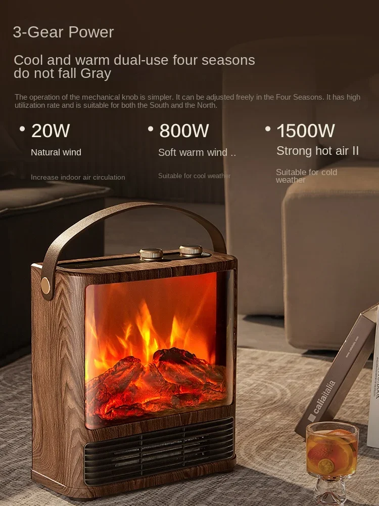 

220V Electric Fireplace Heater with Realistic Flame Effect, Energy-saving Indoor Space Heater