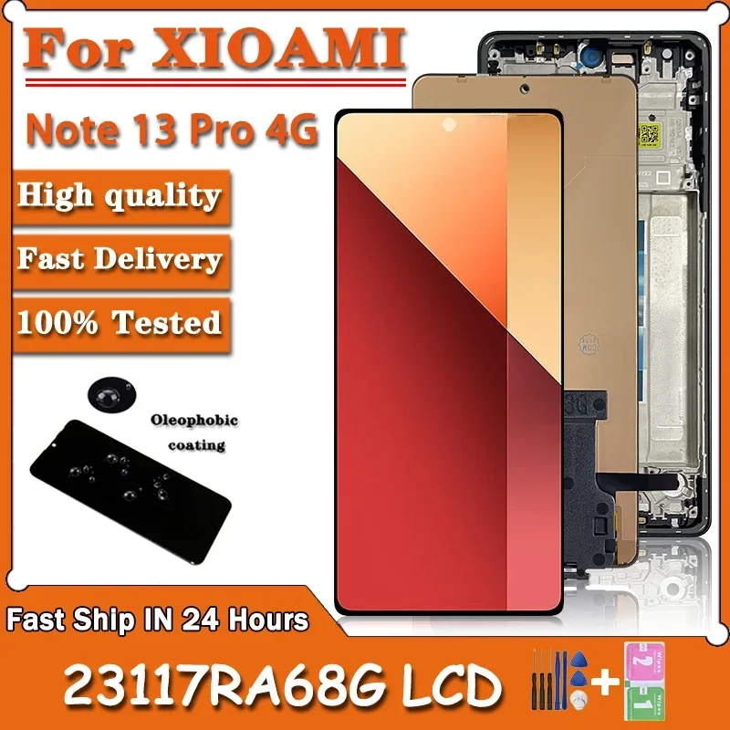 6.67“AMOLED for Xiaomi Redmi Note 13 Pro 4G 23117RA68G Lcd Display Digital Touch Screen with Frame Assembly