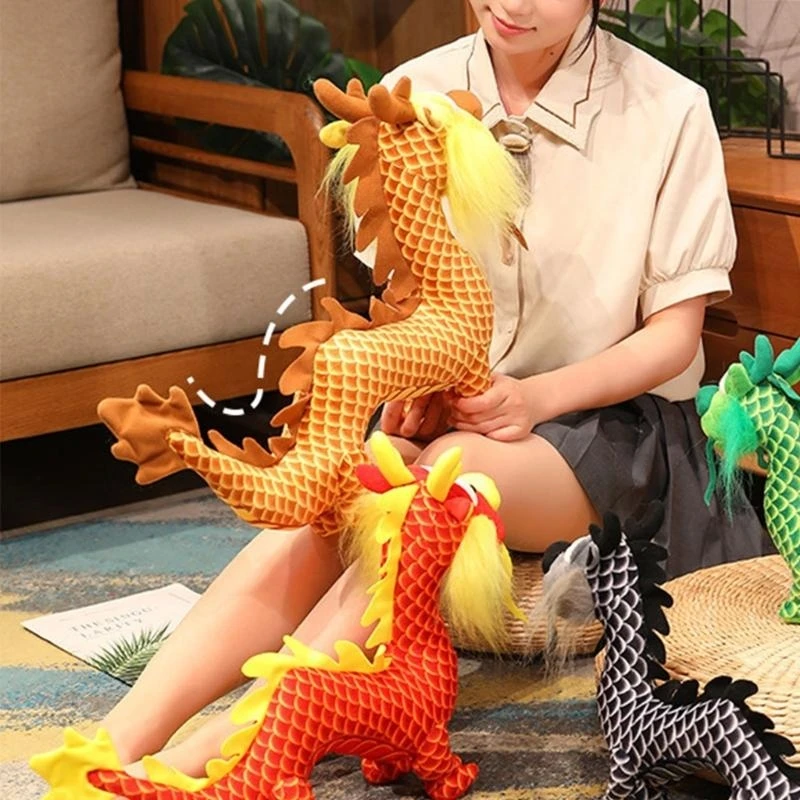 Q0KB realistische pluche Dragon Toy Luck Dragon Gevulde dieren pluche speelgoed voor kinderen