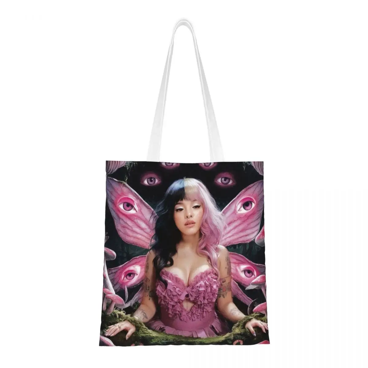 Custom Kawaii Print Music Singer Melanie Martinez Shopping Tote Bag Reusable Canvas Shoulder Shopper Handbag