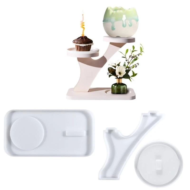 

652F Multifuntional Crafting Moulds Base Molds Splicing Bracket Candlestick Molds Silicone Texture for Candle