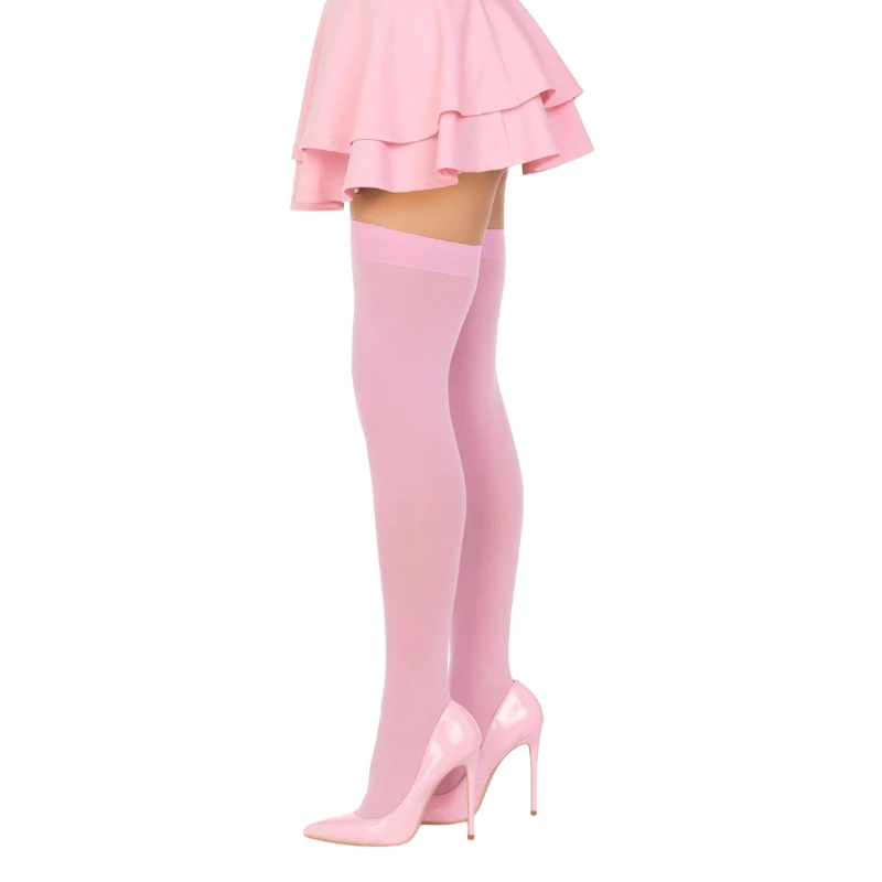 Pink Solid Color Stockings for Women Clothing Erotic Lingerie Sweet Girl Velvet Warm Knee High Socks medias de mujer