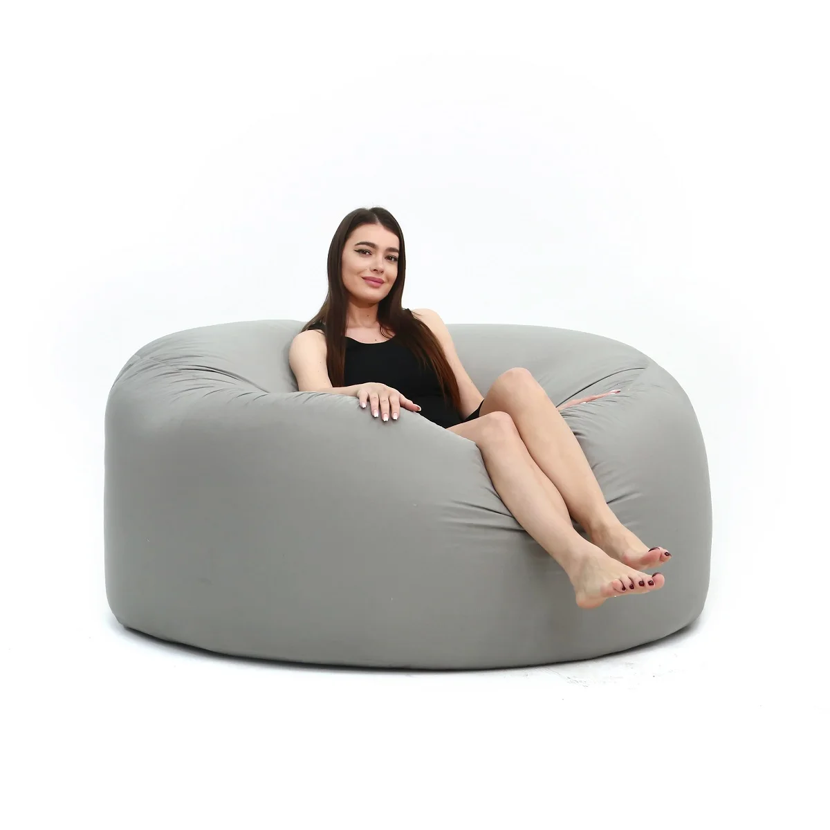 New lLight Gray Fabric Fluffy Inner Bladder Giant Bean Bag Cover Without Filler 6-7ft Soft Fur Bean Bag Sofa Bed Cover