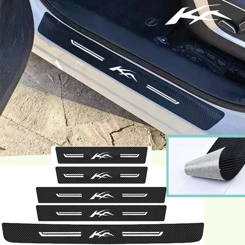 Carbon Fiber for Ford KA Logo Car Door Sill Anti Kick Sticker Scuff Scratch Trunk Bumper Strip Waterproof Film Accessories