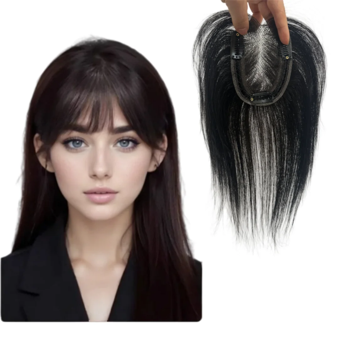 目に見えないレースベース人毛ヘアピース、クリップ式リアルヘアピース、通気性のある女性用ヘアピース、薄毛・白髪カバー