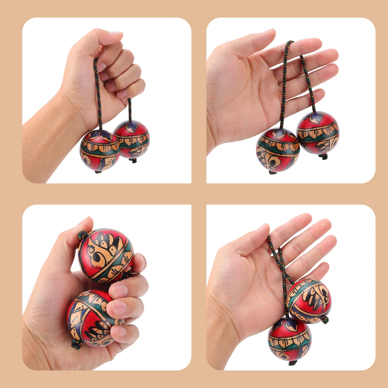Handbemaltes Holz-Rhythmus-Sand-Ei, Percussion-Shaker, Finger-Shaker, Musikinstrumente, Rhythmusinstrument für Partys
