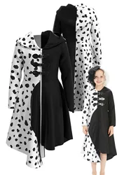 Choice Cruella Cosplay Kids Children Dress Costume Girls Fancy Disguise Outfits Halloween Carnival Party Suit Roleplay Clothes
