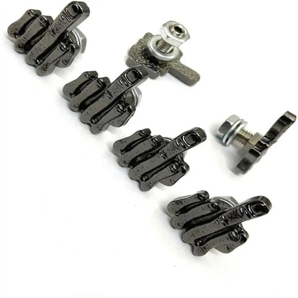 Stainless Steel Middle Finger License Plate Fasteners Funny Car Exterior Decor Screws Personalized Auto Body Parts