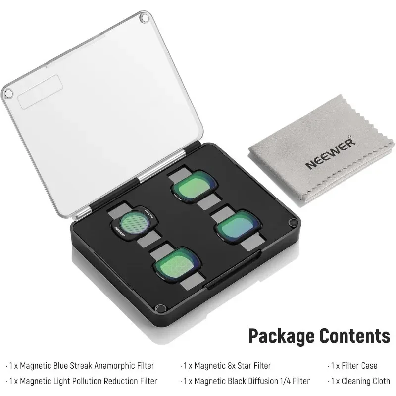 

Magnetic Effect Filter Set for DJI OSMO Pocket3 4 Pack 8X Star/Blue Streak Anamorphic/Light Pollution