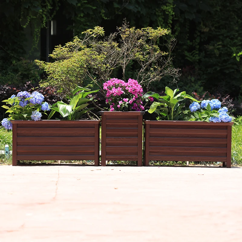 Aluminum alloy flower box combination outdoor anti-corrosion stainless steel wrought iron rectangular flower pot outdoor plantin