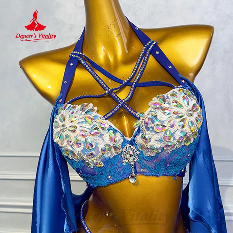 BellyDance Performance Set Women Customized Senior AB Stones Bra+high-end Satin Lace Long Skirt 2pcs Oriental Dance Wear Outfit