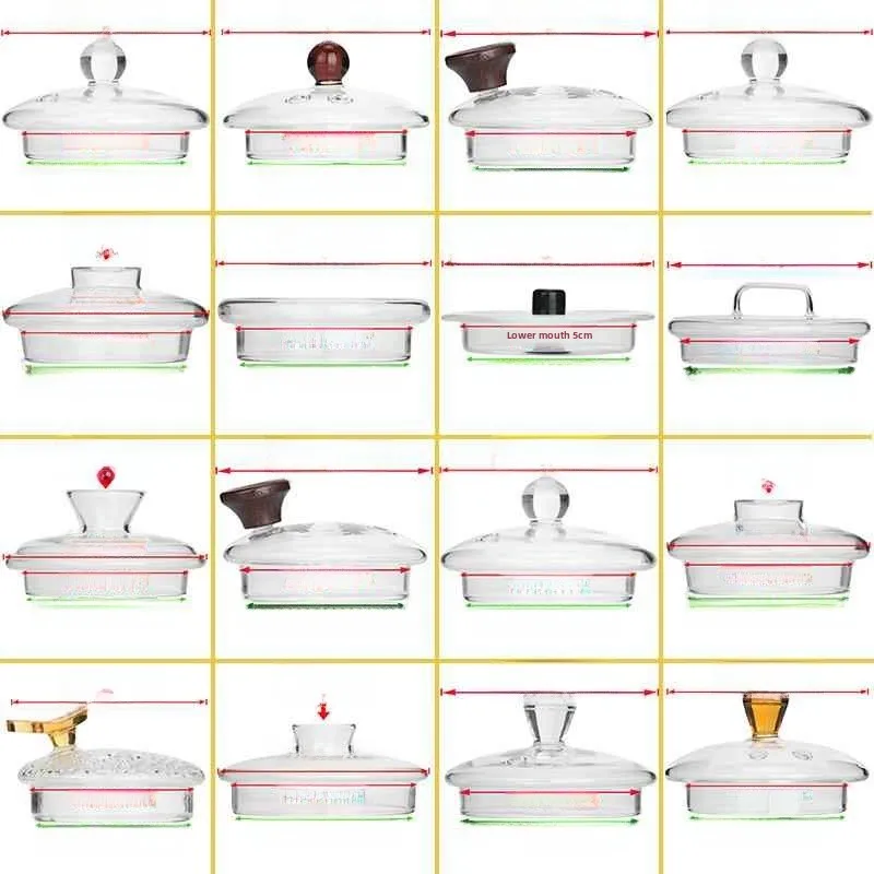 High Borosilicate Glass Tea Cup Lid Heat Resistant Insulated round Water Pot Cover Universal Teapot Accessory Chinese Style