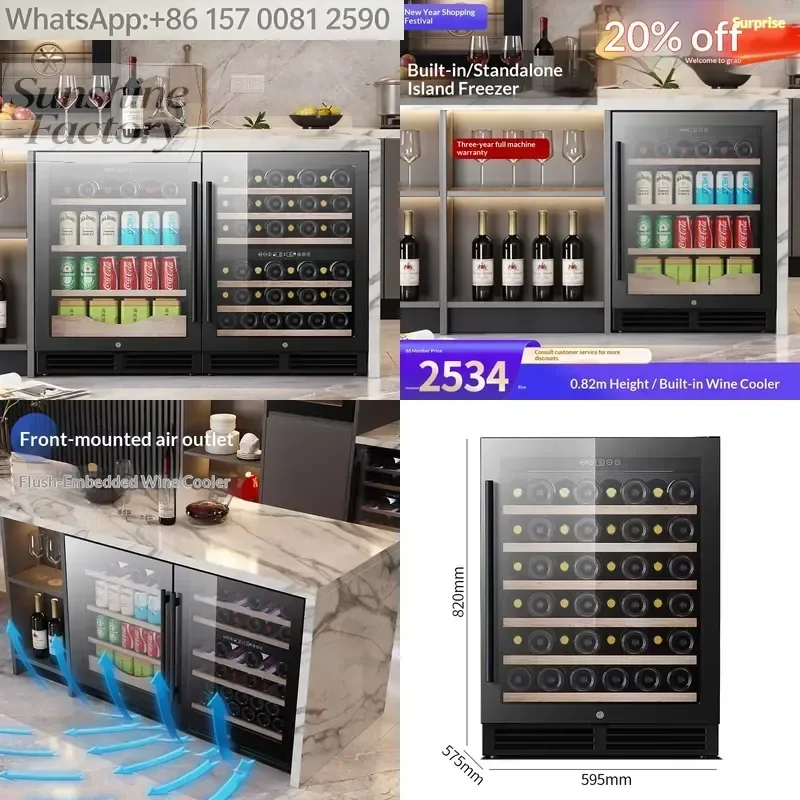 Camizhe Embedded Red Wine Cabinet Electric Automatic Defrost Constant Double Temperature Control Refrigerated Household