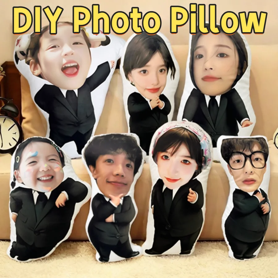 

Custom pillow with a real person's face, can print photos of your baby or boss, DIY cute doll made from your own photos gift