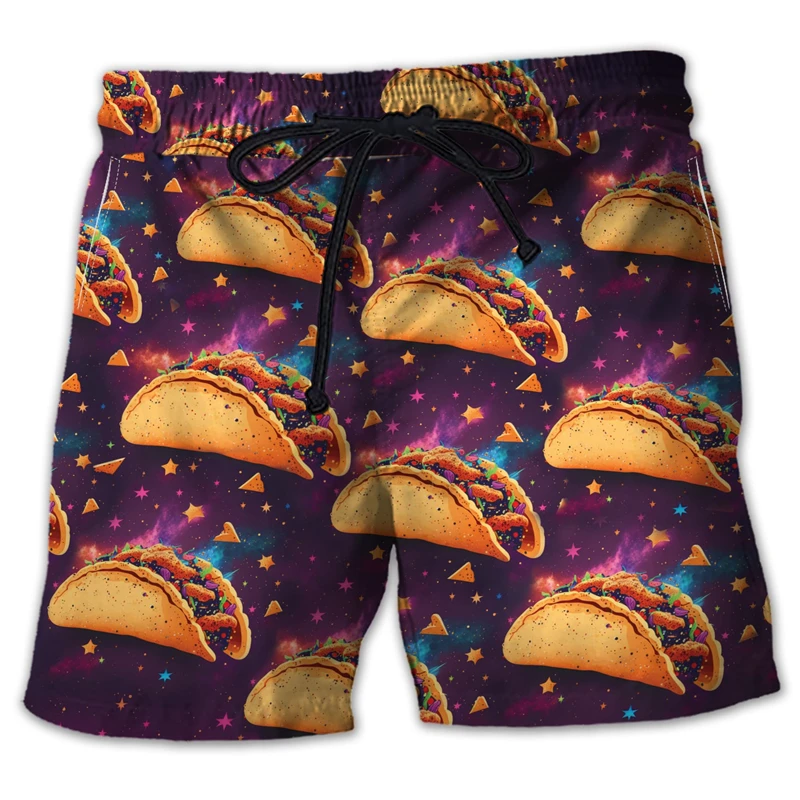 

Новые пляжные шорты с рисунком тако для мужчин, мексиканские плавки с 3D принтом, летние вечерние гавайские уличные шорты