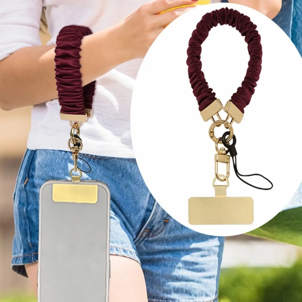 Pleated Design Mobile Phone Strap Metal Card Pendant Cell Phone Chain Anti Loss Short Mobile Phone Lanyard