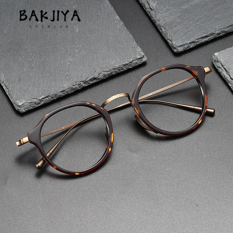 

High Quality Retro Pure Titanium Glasses Frame Ultra light Oval Tortoiseshell Acetate Men Women Eyeglasses Frames Myopia Eyewear