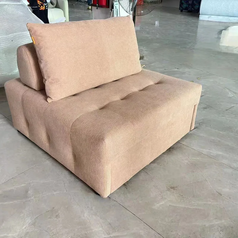 Dual-purpose Folding Fabric Solid Wood Puff Living Room Small Apartment Lazy Sofa for Home Use